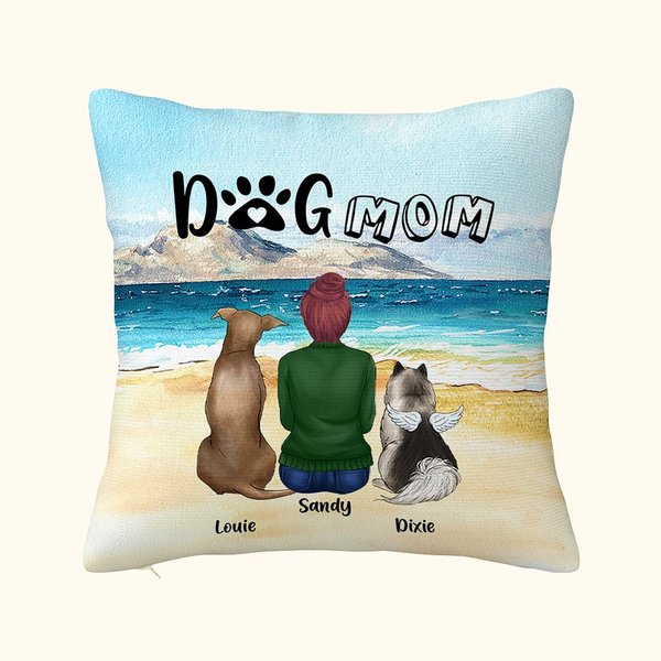 Personalizzato Walking On A Golden Sandy Beach with My Beloved Dog Throw Pillow Cover Regalo di Natale di compleanno per gli amanti dei cani