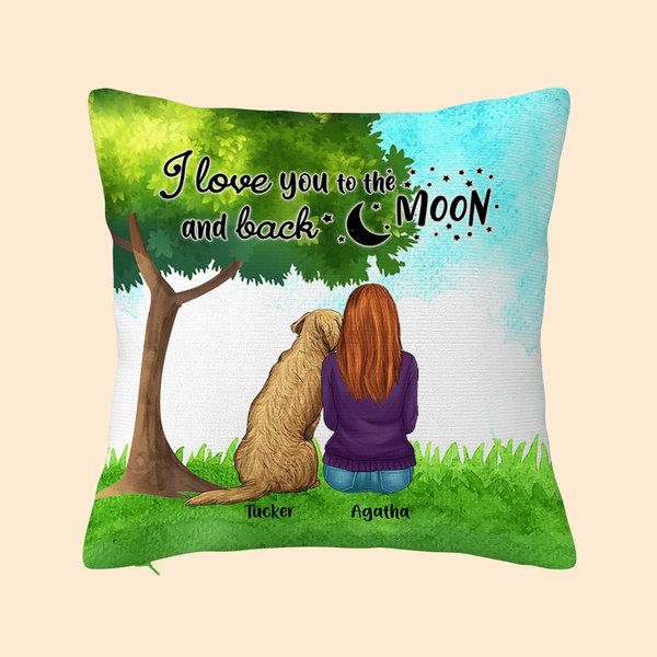 Personalised I Love You To The Moon And Back Throw Pillow Cover Birthday Memorial Gift for Pet Owners
