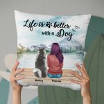 Personalized Life Is Better With Dogs Landscape Throw Pillow Cover Birthday Christmas Gift for Dog Lover