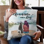 Personalized Life Is Better With Dogs Landscape Throw Pillow Cover Birthday Christmas Gift for Dog Lover