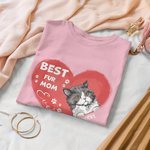 Personalisierte Best Fur Mom Ever Herz geformt Haustier T-Shirt Unisex Shirt Geburtstagsgeschenk für Hund Katzenliebhaber Besitzer