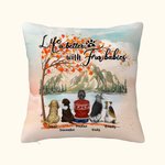 Personalised Life Is Better With Fur Baby Maple Leaves Throw Pillow Cover Birthday Gift for Dog Lovers