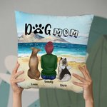 Personalised Walking On A Golden Sandy Beach with My Beloved Dog Throw Pillow Cover Birthday Gift for Dog Lover Owner