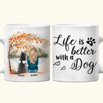 Personalised Life Is Better with a Dog/Dogs White and Colour Inside Ceramic Mug with Name 11oz 15oz Birthday Gift for Dog Lovers
