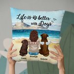 Gepersonaliseerd Life Is Better With A Dog Werpkussenhoes Verjaardag Kerstcadeau voor Hondenliefhebbers
