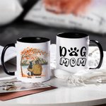 Personalised Dog Mom Dad White and Color Inside Ceramic Mug with Name 11 oz and 15 oz Birthday Memorial Gift for Dog Lovers