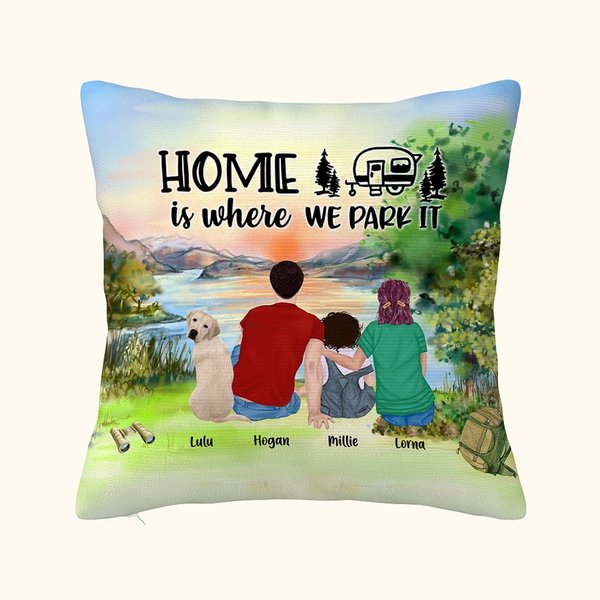 Funda de Almohada Familiar Personalizada Home Is Where We Park It Regalo de Cumpleaños Regalo de San Valentín para el Salón