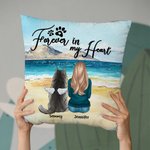Personlig Forever In My Heart Beach Throw Pillow Cover Bursdagsgave til hundeelskere