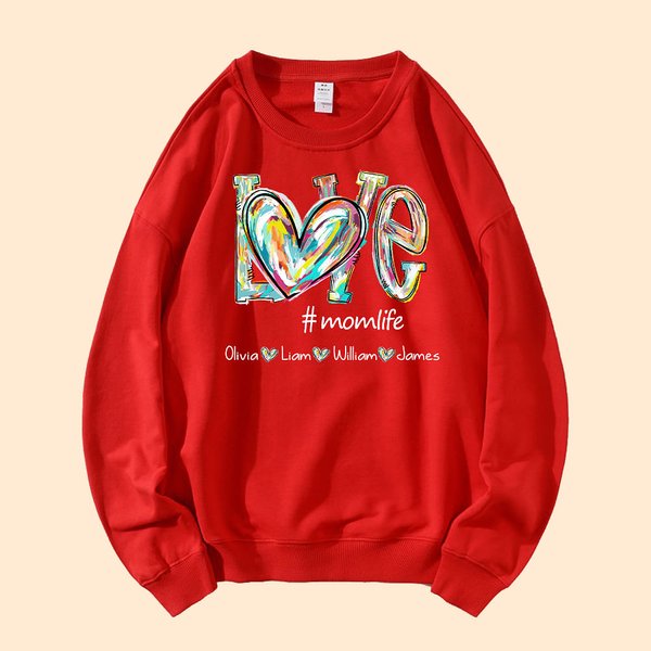 Personalizado Colorido Corazón Amor Diseño Sudadera Camiseta con Nombre Regalo para Navidad Regalo de cumpleaños para la abuela Madre
