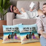 Personalized Beach Camping Throw Pillow Cover Home Is Where We Park It Christmas Gift Valentine's Day Gift