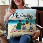 Funda de cojín personalizada Camping familiar La vida es mejor alrededor de la hoguera Regalo de Navidad Regalo de cumpleaños