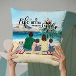 Funda de cojín personalizada Camping familiar La vida es mejor alrededor de la hoguera Regalo de Navidad Regalo de cumpleaños