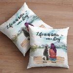 Personalized Life Is Better With Dogs Landscape Throw Pillow Cover Birthday Christmas Gift for Dog Lover