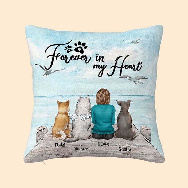 Personalised Angel Puppy Forever In My Heart Throw Pillow Cover Birthday Special Moment Gift for Dog Lovers