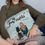 Taie d'oreiller personnalisée Enjoying Seaside Scenery with Furry Babies Cadeau d'anniversaire et de Noël pour les amoureux des chiens