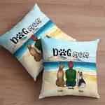 Personalised Walking On A Golden Sandy Beach with My Beloved Dog Throw Pillow Cover Birthday Gift for Dog Lover Owner
