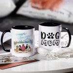 Personalised Dog Mom Dad White and Color Inside 11oz 15oz Ceramic Mug with Name Gift for Dog Lovers