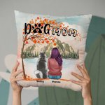 Personalizzato giocando con i miei amici pelosi sotto l'acero sfondo cuscino copertina compleanno regalo di Natale per gli amanti dei cani