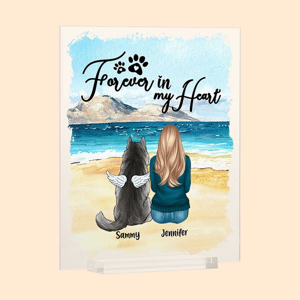 Placa acrílica personalizada Forever In My Heart Decoración para el hogar Regalo de cumpleaños y Navidad para el dueño de una mascota