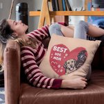 Personalizzato Best Dog Mom Pet Heart Design Throw Pillow Cover Regalo di compleanno per l'amante dell'animale domestico Proprietario Sofa Decor