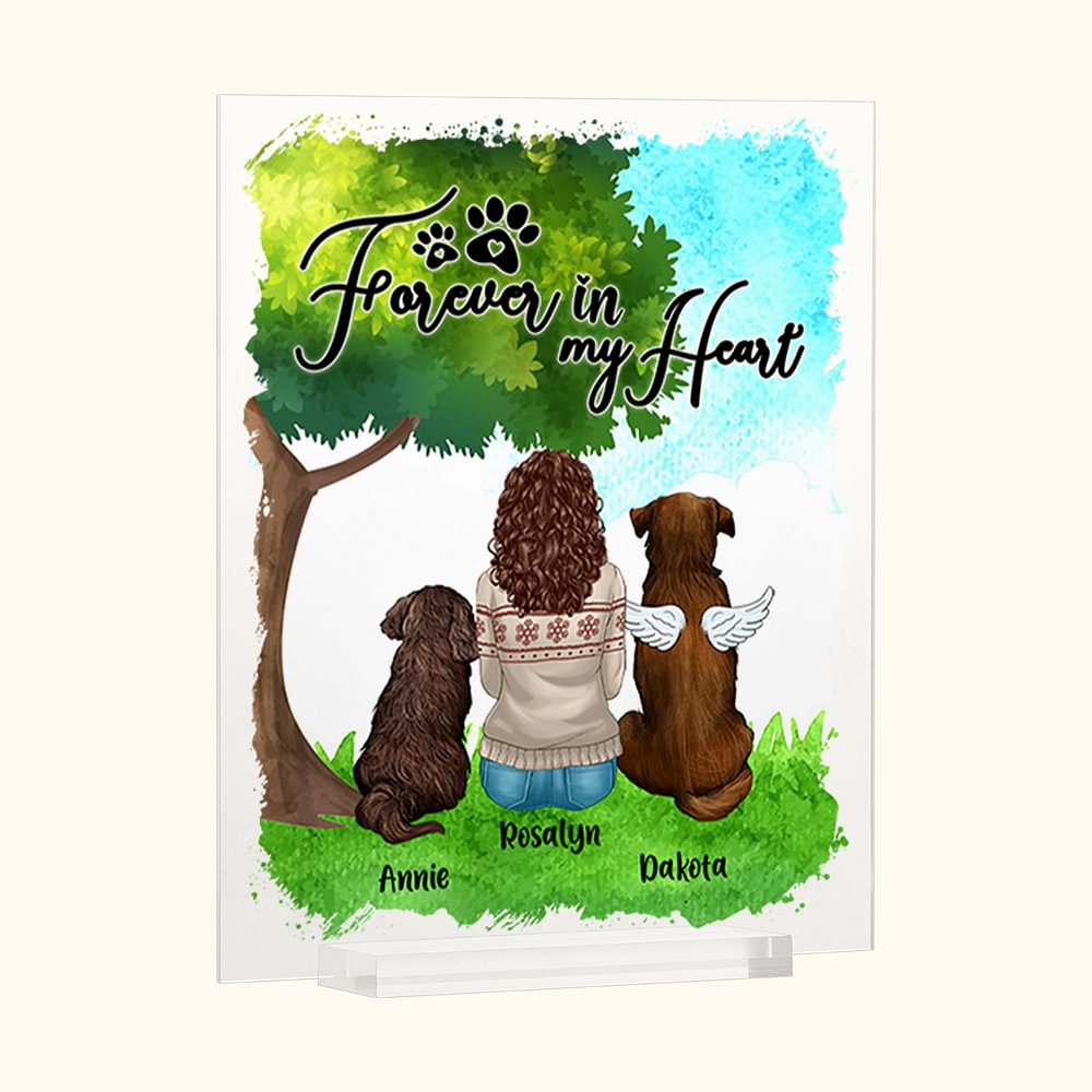 Plaque acrylique personnalisée Forever In My Heart Décoration de maison Anniversaire Cadeau commémoratif pour propriétaire d'animal de compagnie Lover