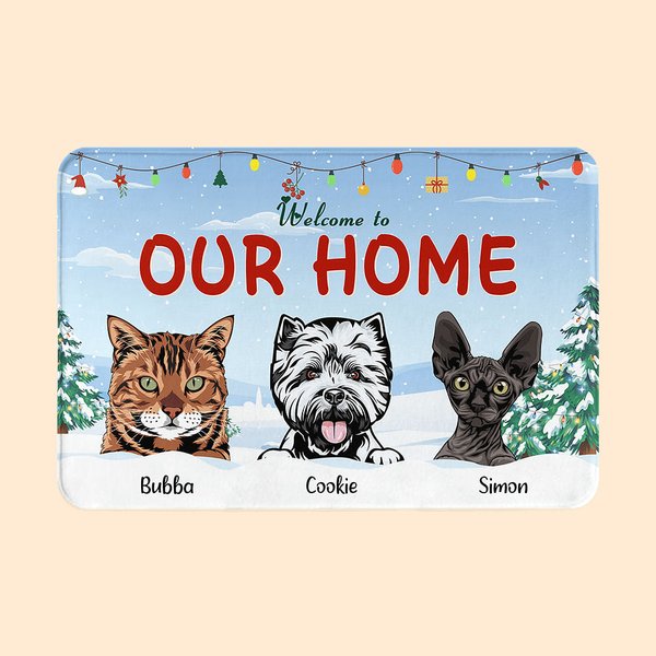 Felpudo personalizado Welcome To Our Home Regalo de Navidad Regalo de cumpleaños para los amantes de las mascotas