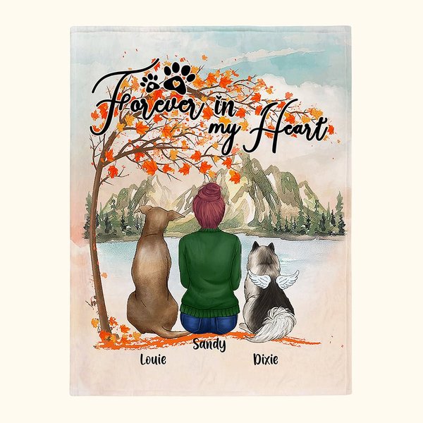 Couverture douce personnalisée Forever In My Heart avec nom Cadeau d'anniversaire de Noël pour les amoureux des chiens