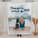 Couverture personnalisée I Love You To The Moon And Back Cadeau d'anniversaire de Noël pour les amoureux des chiens