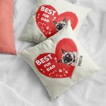 Personalizzato Best Fur Dad Ever Pet Heart Design Throw Pillow Cover Regalo di compleanno per l'amante degli animali domestici Proprietario Sofa Decor