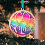 Ornement de Noël personnalisé Rainbow Bridge avec texte et nom gravés Cadeau commémoratif pour l'amoureux des animaux de compagnie