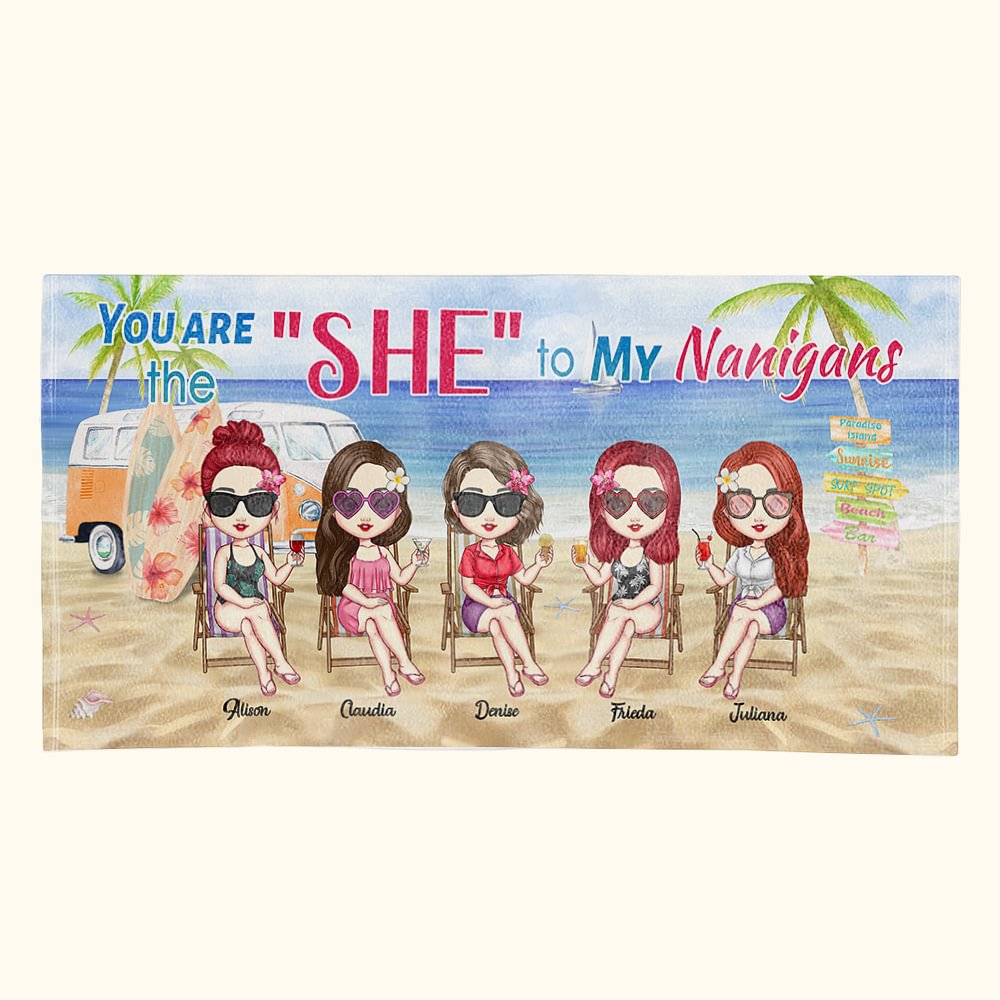 Asciugamano da spiaggia personalizzato You Are The She To My Nanigans Regali di compleanno per amici