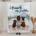 Gepersonaliseerde Life Is Better With Fur Baby Deken Kerstcadeau Verjaardagscadeau voor hondenliefhebbers