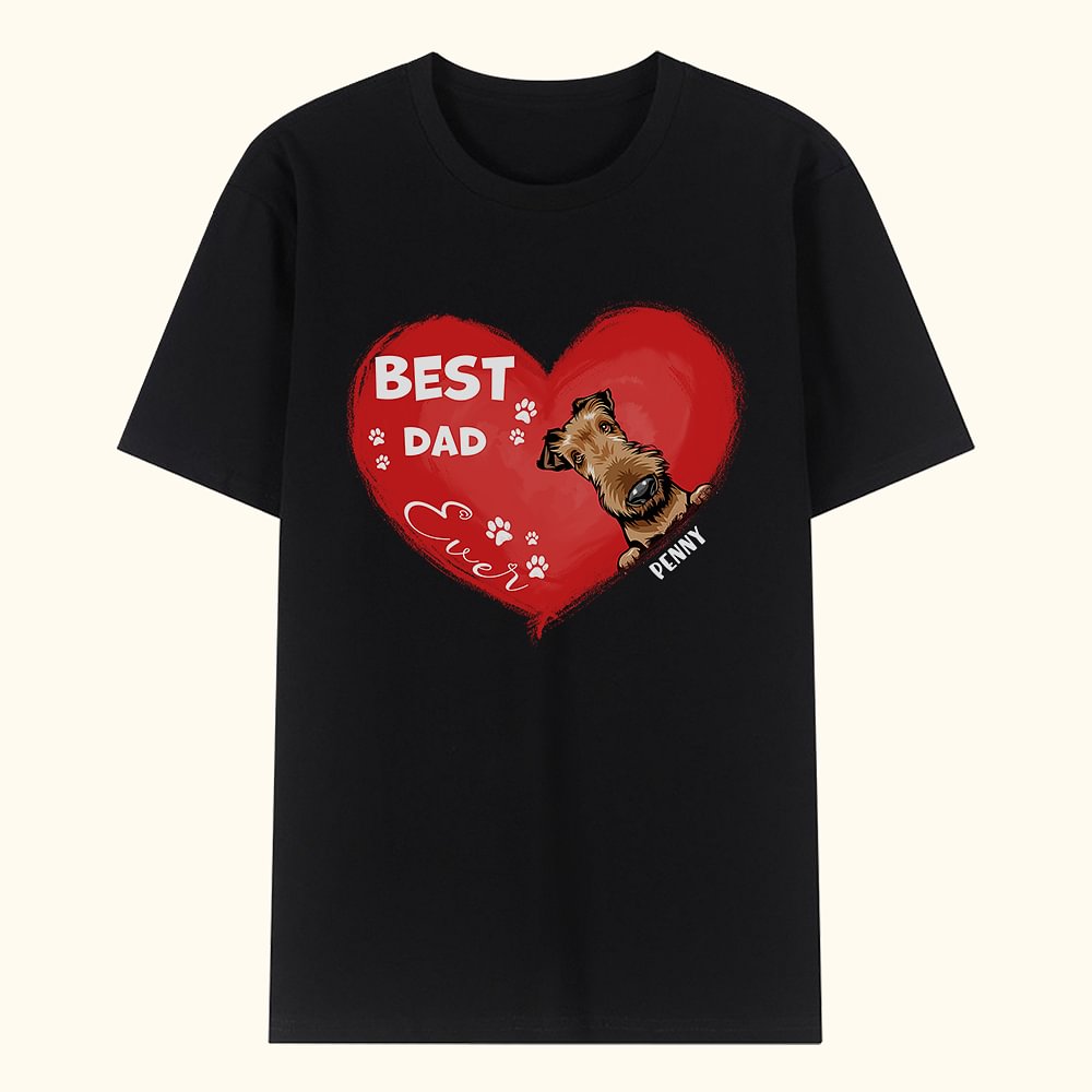 T-shirt personnalisé Best Dad Ever Heart Shaped Pet T-shirt Unisex Shirt Birthday Gift for Dog Cat Lover Owner