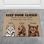 Personalised Keep Door Closed Pet Welcome Doormat Housewarming Christmas Gift for Dog Cat Pet Lovers