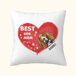Personalizzato Best Dog Mom Pet Heart Design Throw Pillow Cover Regalo di compleanno per l'amante dell'animale domestico Proprietario Sofa Decor