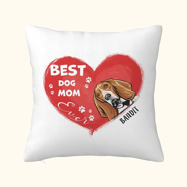 Personalizzato Best Dog Mom Pet Heart Design Throw Pillow Cover Regalo di compleanno per l'amante dell'animale domestico Proprietario Sofa Decor