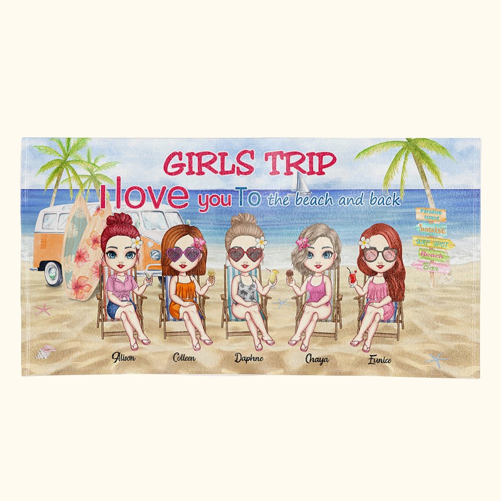 Asciugamano da spiaggia personalizzato I Love You To The Beach And Back con nome Regali di compleanno per amici