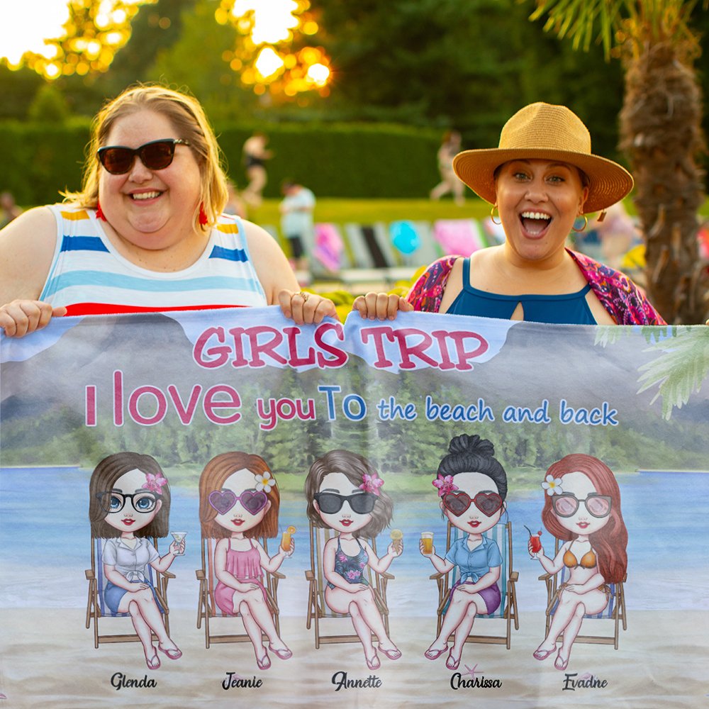 Personalized I Love You To The Beach And Back Beach Towel with Name Birthday Gifts for Friends Sisters