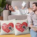 Personalizzato Best Fur Dad Ever Pet Heart Design Throw Pillow Cover Regalo di compleanno per l'amante degli animali domestici Proprietario Sofa Decor