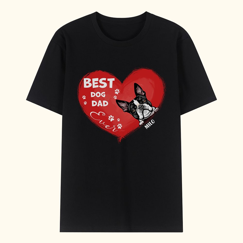 T-shirt personnalisé Best Dog Dad Ever Heart Shaped Pet T-shirt Unisex Shirt Birthday Gift for Dog Cat Lover Owner