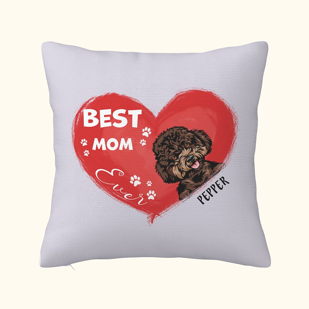 Housse de coussin personnalisée Best Mom Ever Pet Heart Shape Design Throw Pillow Cover Birthday Gift for Pet Lover Owner Sofa Decor