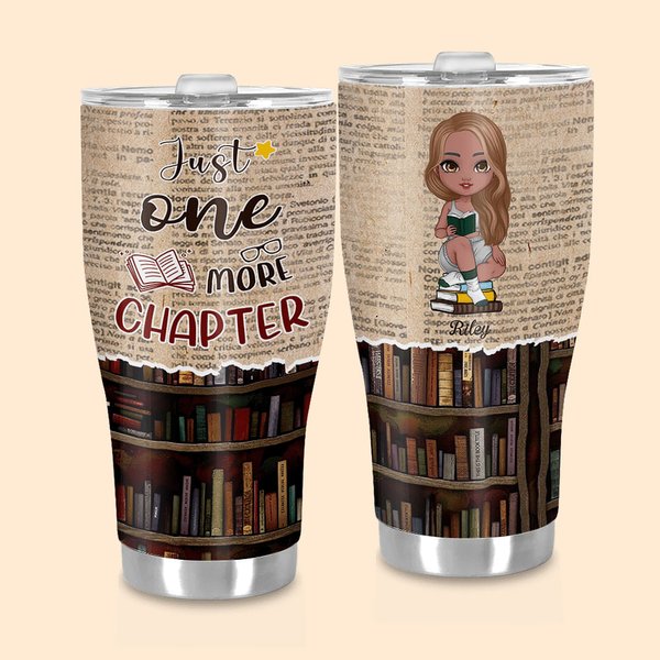 Personalized Just One More Chapter Curved Tumbler Birthday Christmas Reading Gift for Sisters Book Lovers