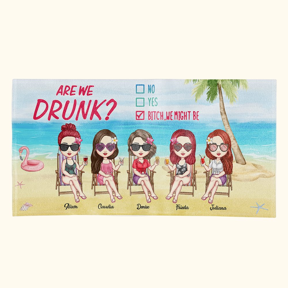 Asciugamano da spiaggia personalizzato Are We Drunk Regali di compleanno per amici