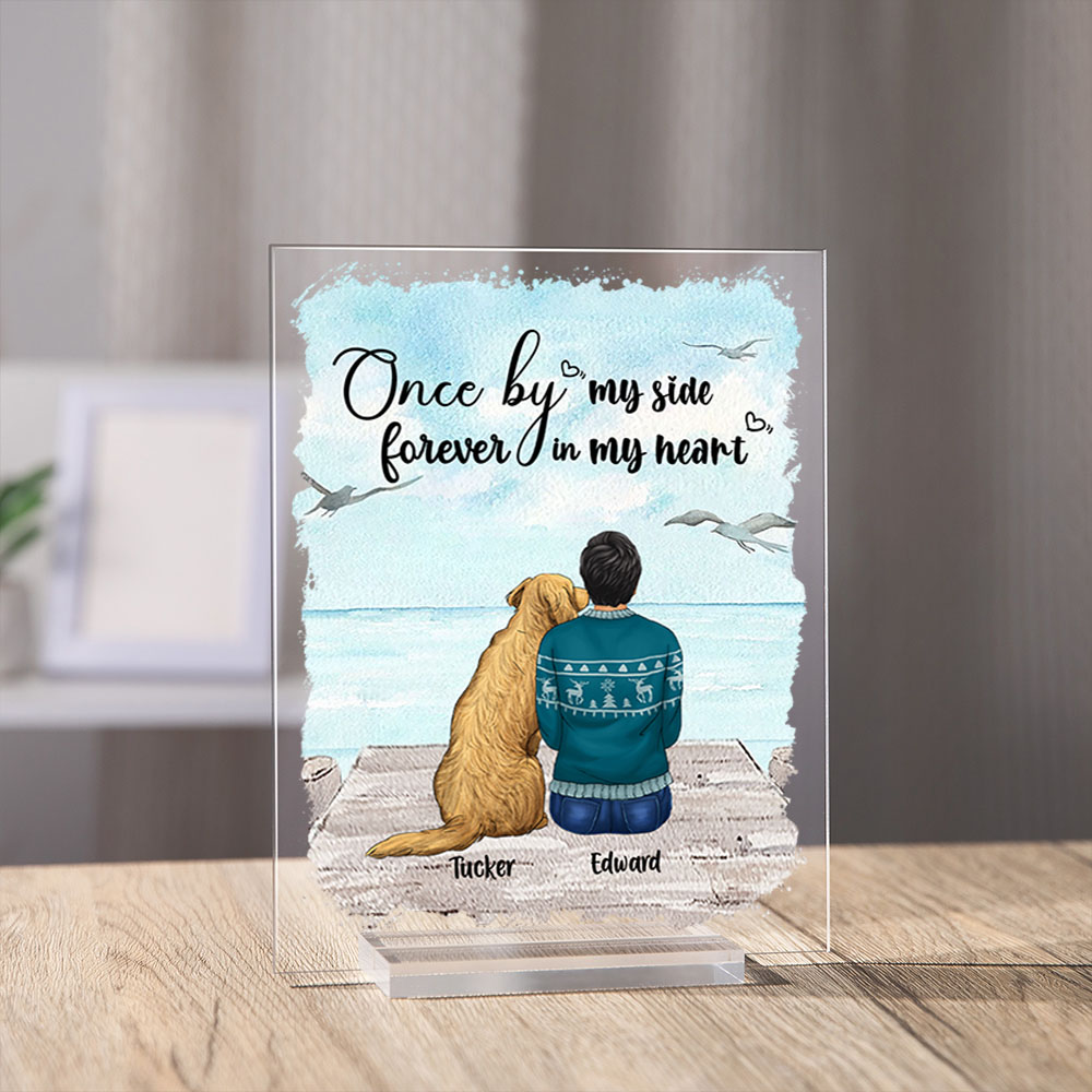 Personalized Girl And Dog Acrylic Plaque - Gift Idea For Dog Lovers - I Will Never Let You Go
