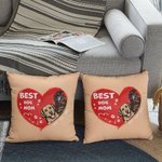Personalizzato Best Dog Mom Pet Heart Design Throw Pillow Cover Regalo di compleanno per l'amante dell'animale domestico Proprietario Sofa Decor