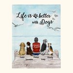 Personalised Life Is Better With Dogs Soft Blanket Birthday Gift for Dog Lovers Owners