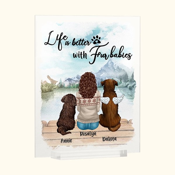Gepersonaliseerde Life Is Better With Fur Baby Acryl Plaque Home Decoratie Verjaardag Kerstcadeau voor Huisdierbezitter