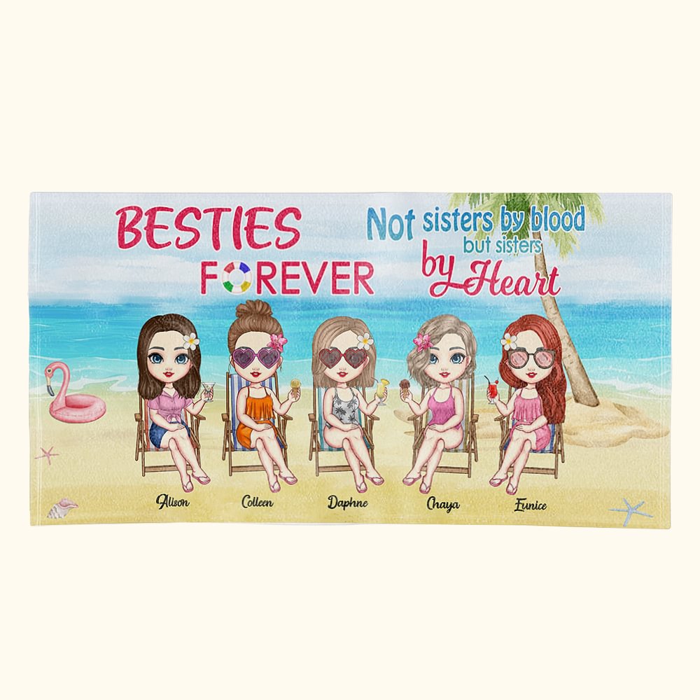 Asciugamano da spiaggia personalizzato Non sorelle per sangue ma sorelle per cuore Asciugare rapidamente Regalo di compleanno per amici sorelle
