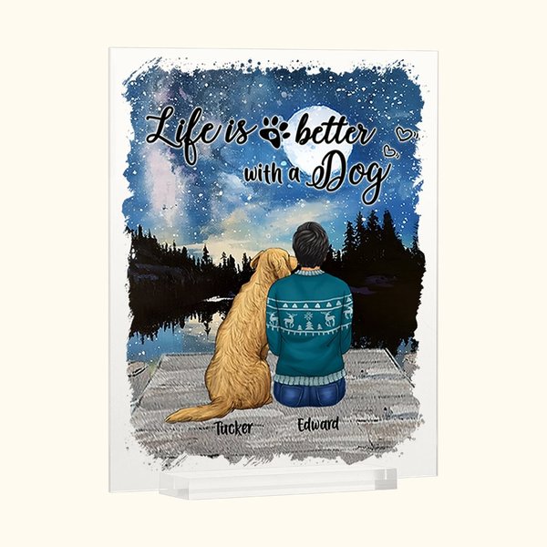 Gepersonaliseerde Life Is Better With Dogs Acrylic Plaque Home Decoratie Verjaardag Kerstcadeau voor Huisdierbezitter