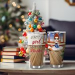 Personnalisé Just A Girl Who Loves Books 30oz Food Grade Stainless Steel Curved Tumbler Christmas Gifts for Women Girls Book Lovers (Cadeaux de Noël p